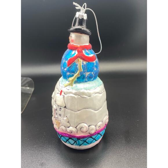 Jim shore Snowman 2002 Vintage large Hand Blown glass Christmas Ornament - Picture 4 of 4
